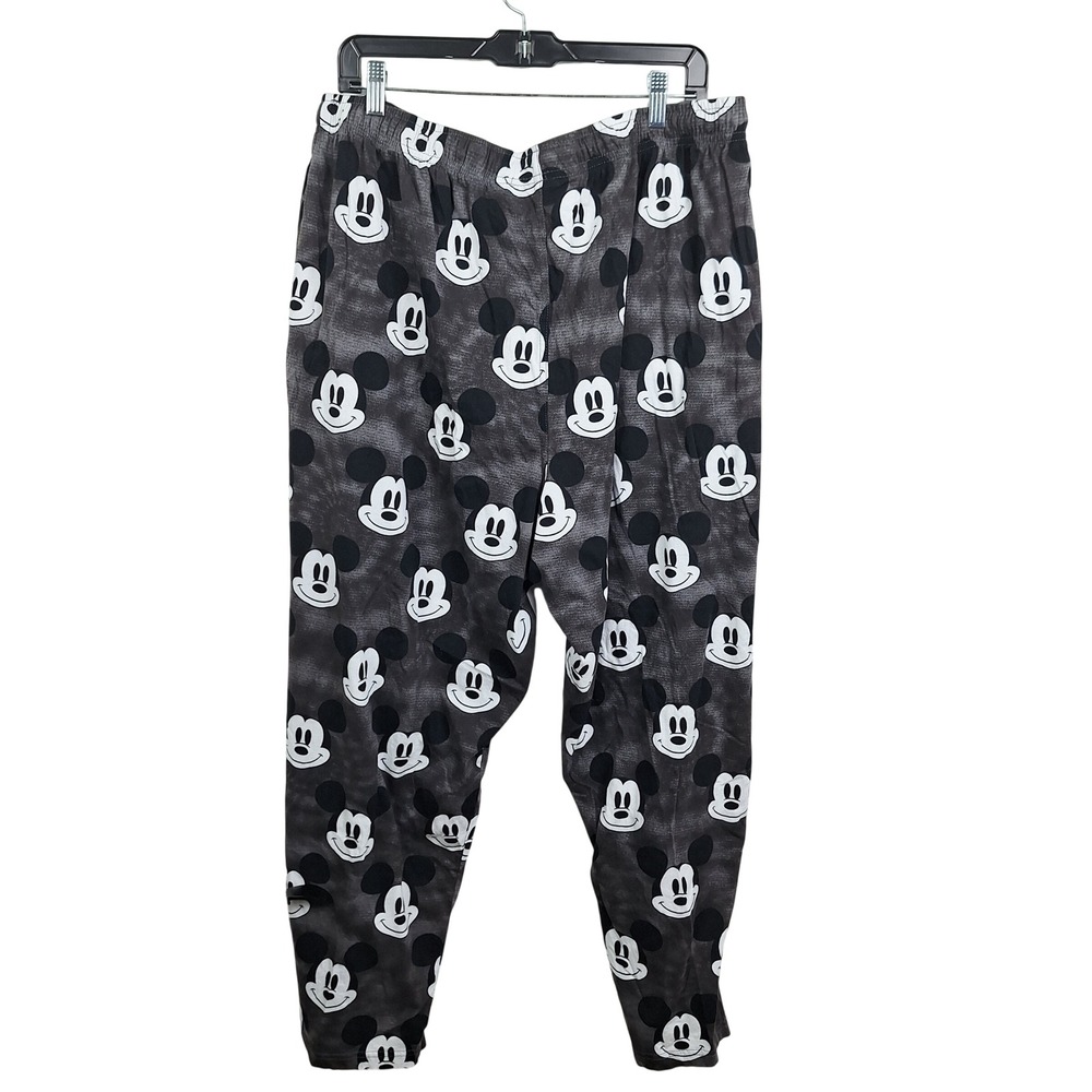 Disney Mickey Mouse Pajama Pants Mens 2XL Big Gray Cotton Lounge Sleep Bottoms